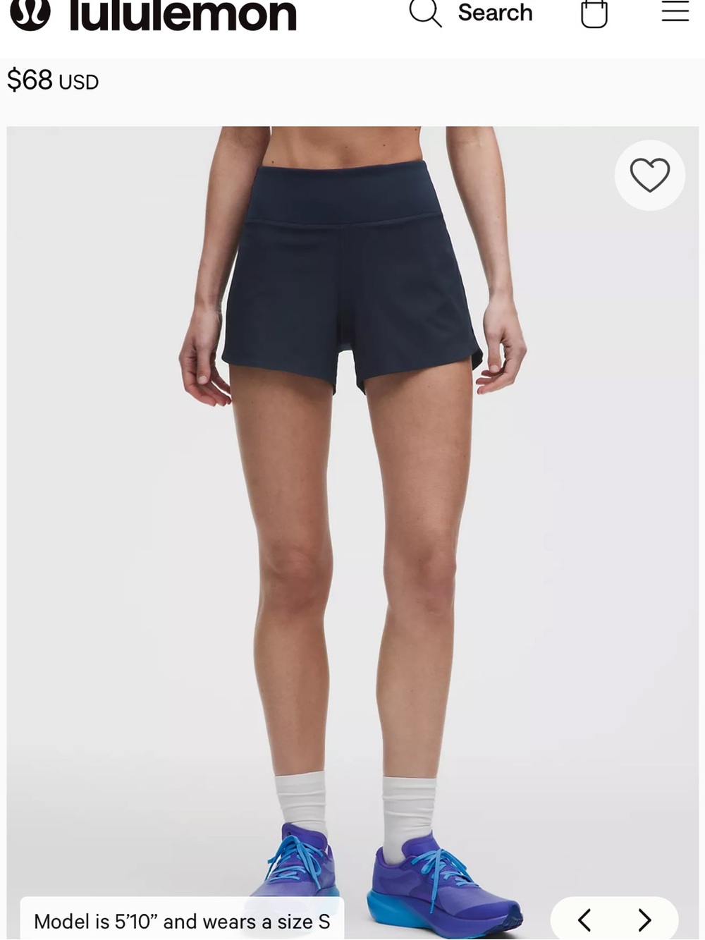 lululemon athletica Navy speed up shorts, original fit, 4” in size 12. - Picture 9 of 13